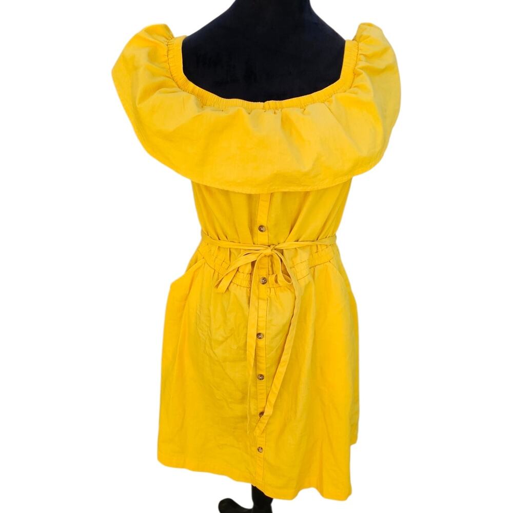 Express Yellow Off Shoulder Button Front Belted C… - image 1